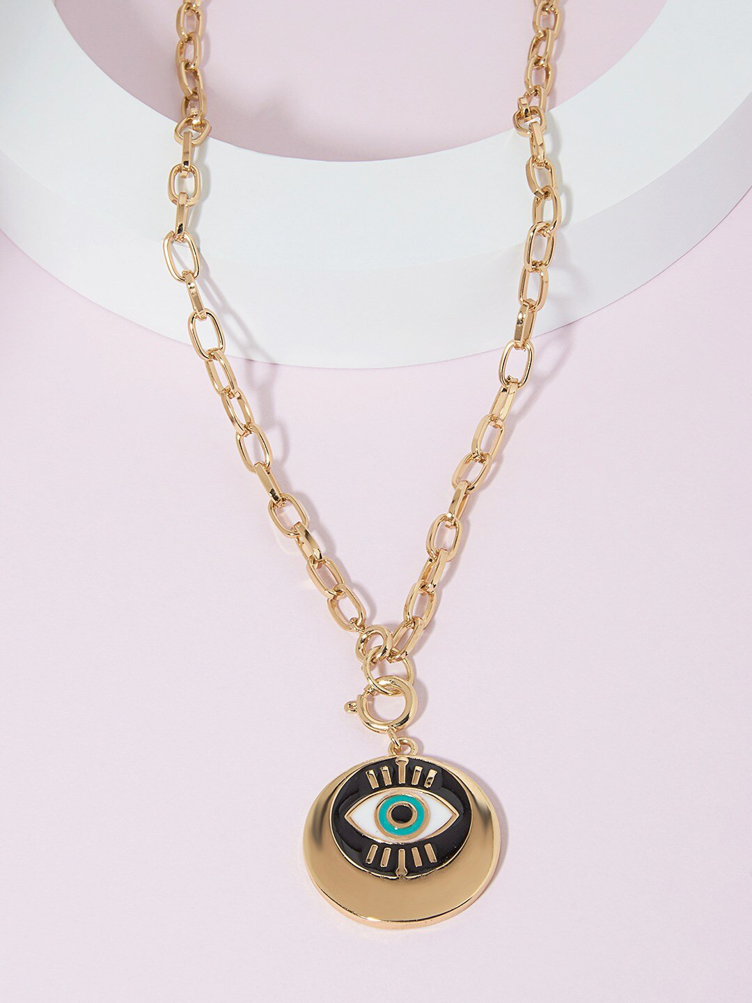 AMI Gold-Toned & White Gold-Plated Evil Eye Enamelled Chain