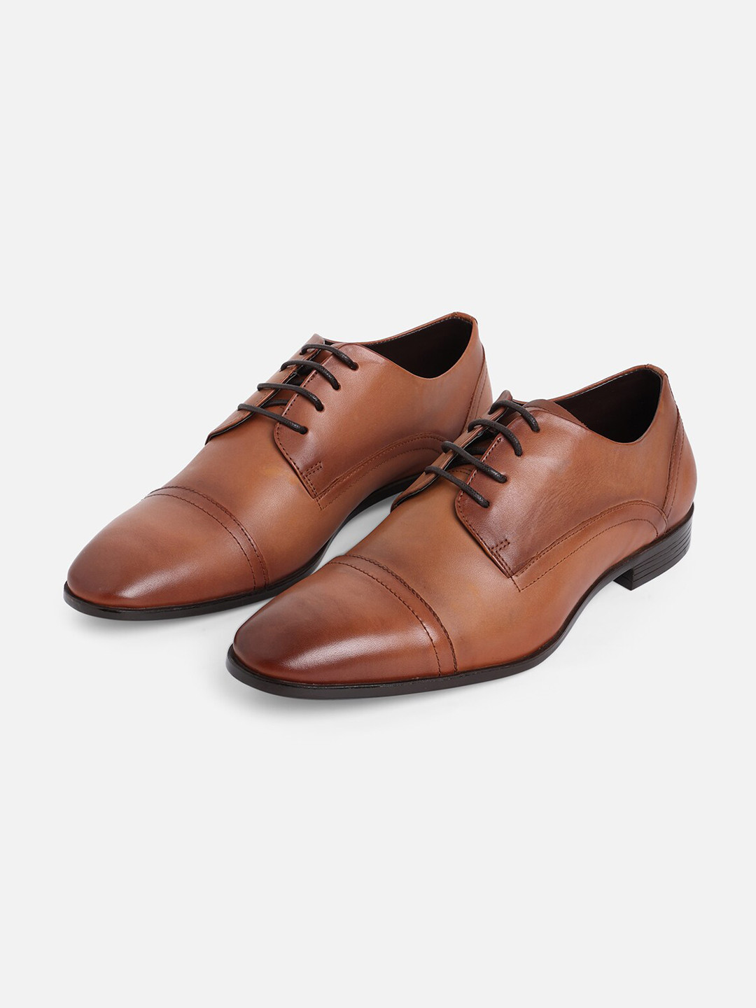 ALDO Men Brown Solid Leather Formal Derbys