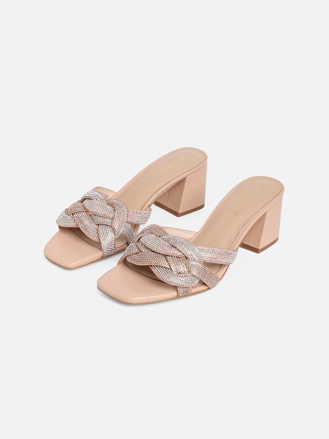 ALDO Rose Gold & Beige Party Block Heels