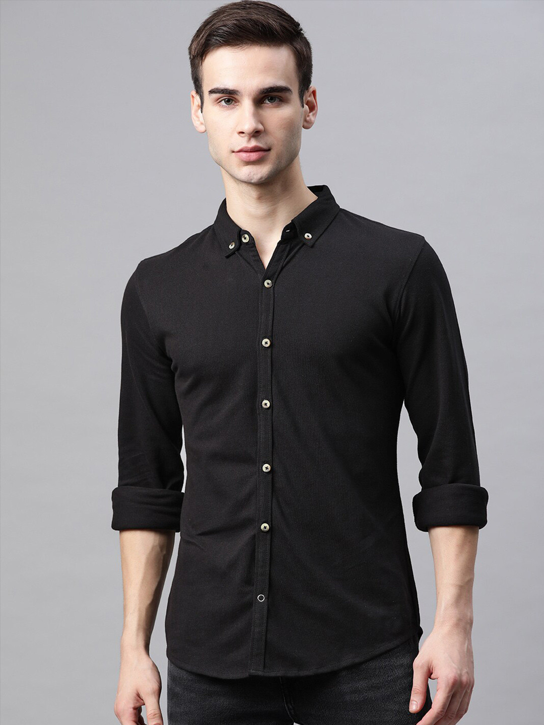 MANQ Men Slim Fit Pure Cotton Casual Shirt
