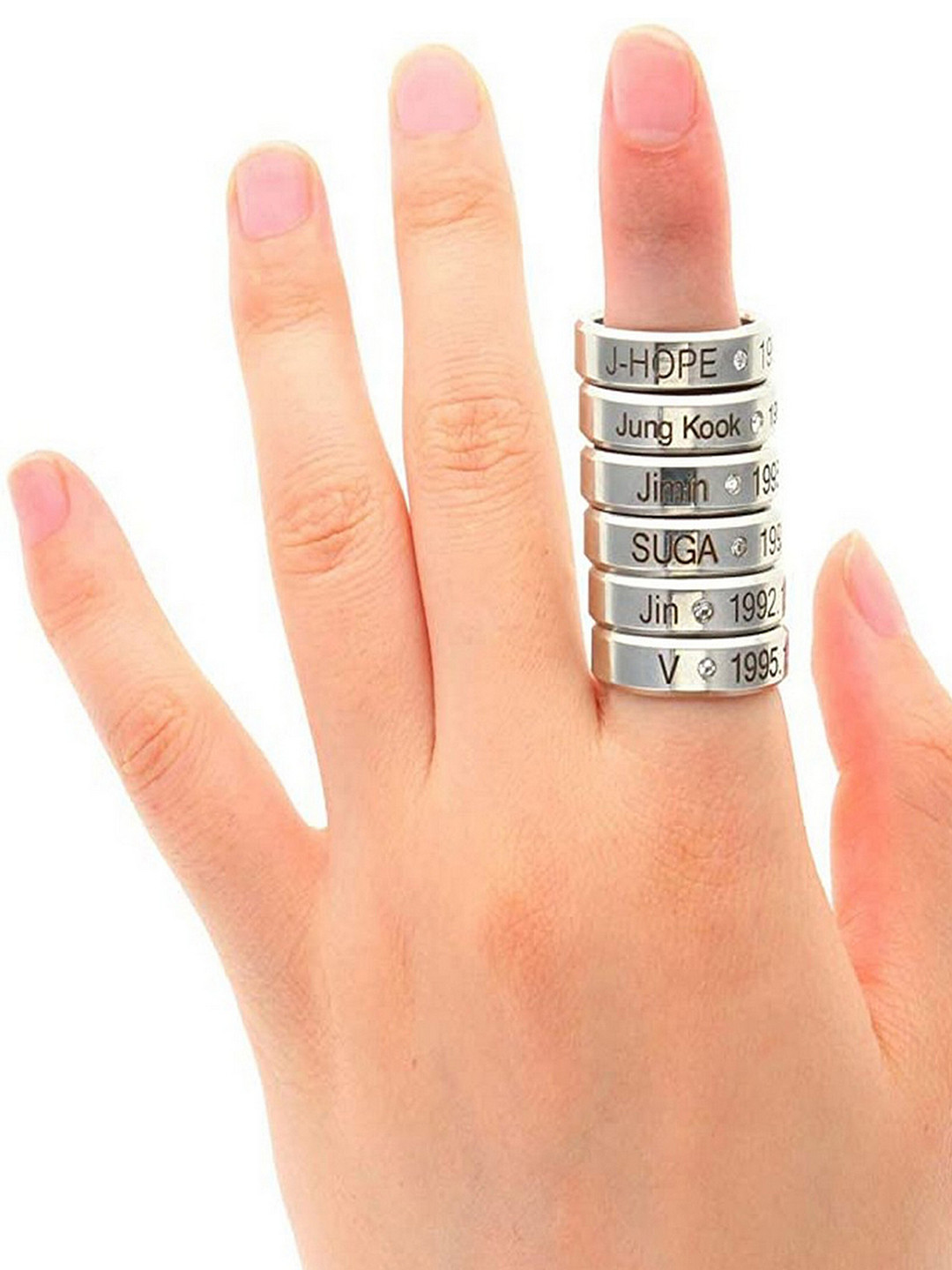 UNIVERSITY TRENDZ Unisex Silver-Plated K-POP Jungkook Signature Stainless Steel Ring