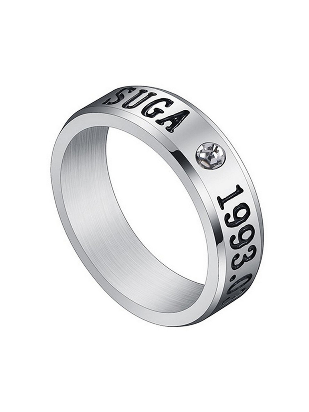 UNIVERSITY TRENDZ Unisex Silver-Plated K-POP Suga Signature Stainless Steel Ring
