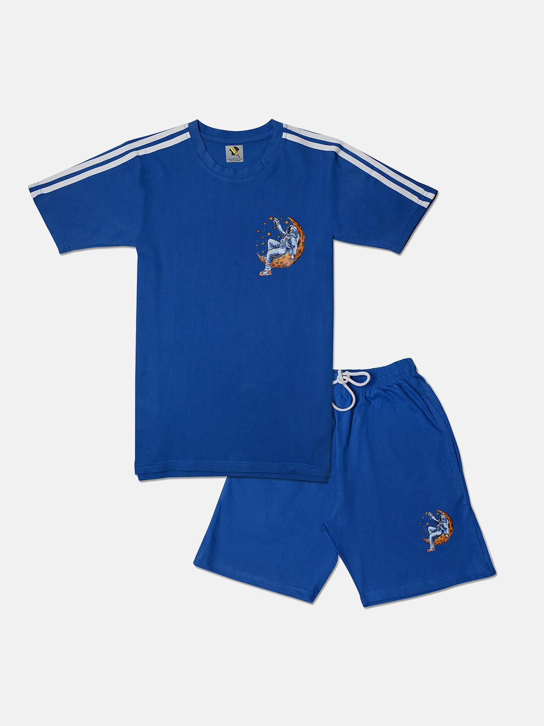 TINY HUG Boys Blue & White T-shirt with Short Clothing Set