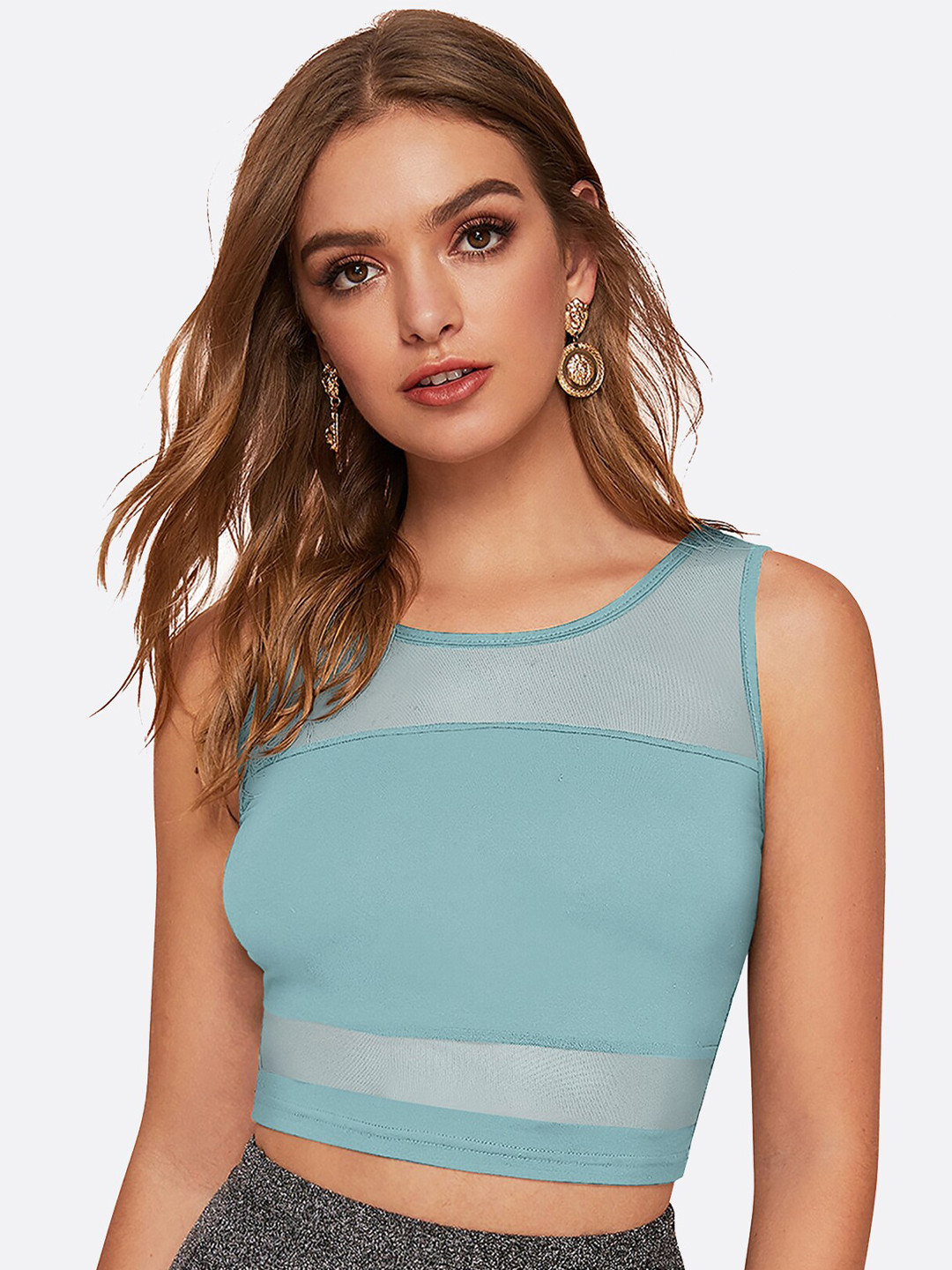 LONDON BELLY Turquoise Blue Bralette Crop Top