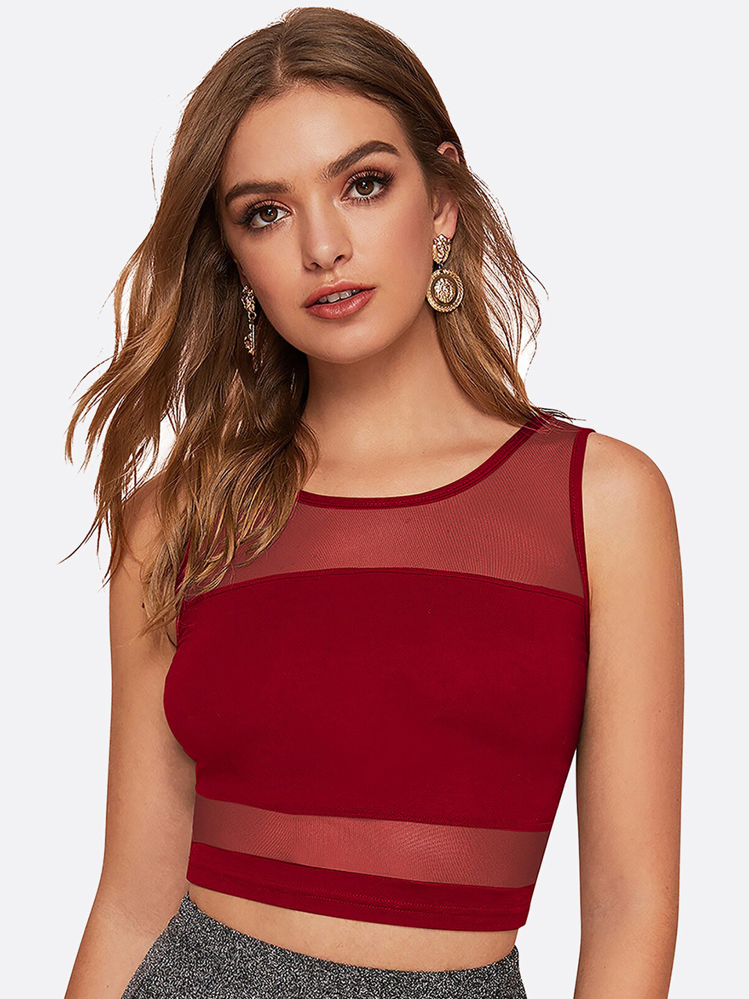 LONDON BELLY Maroon Bralette Crop Top