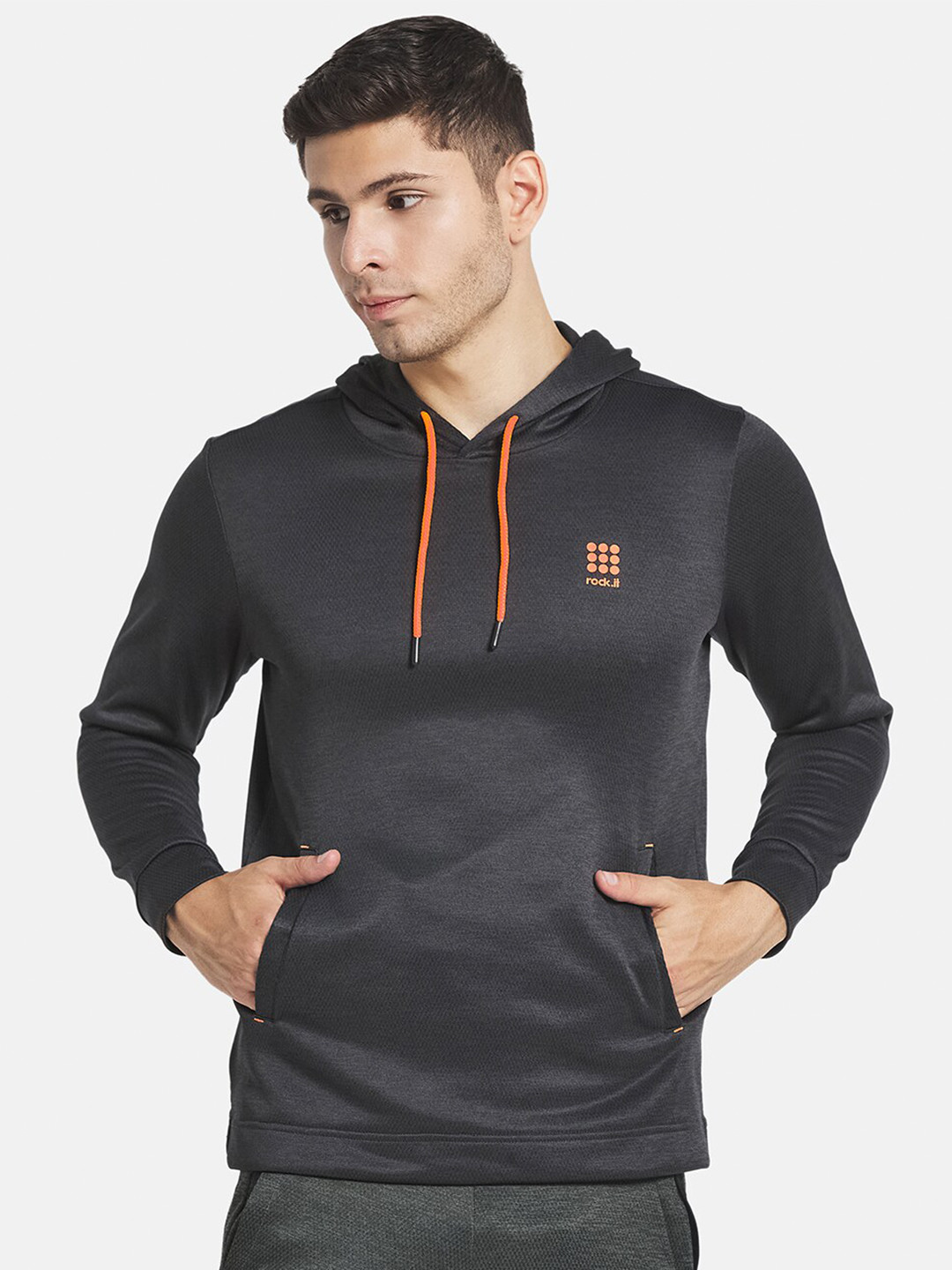 rock.it Men Black Hooded Sweatshirt