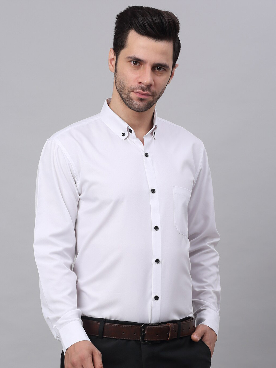 JAINISH Men White Classic Formal Shirt
