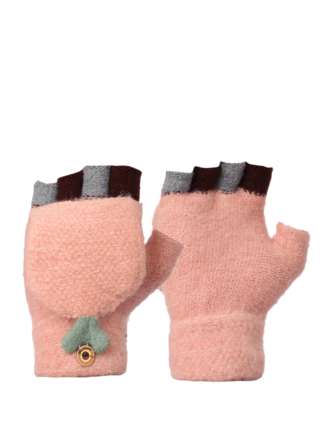 ELLIS Black & Peach-Colored Solid Acrylic Gloves
