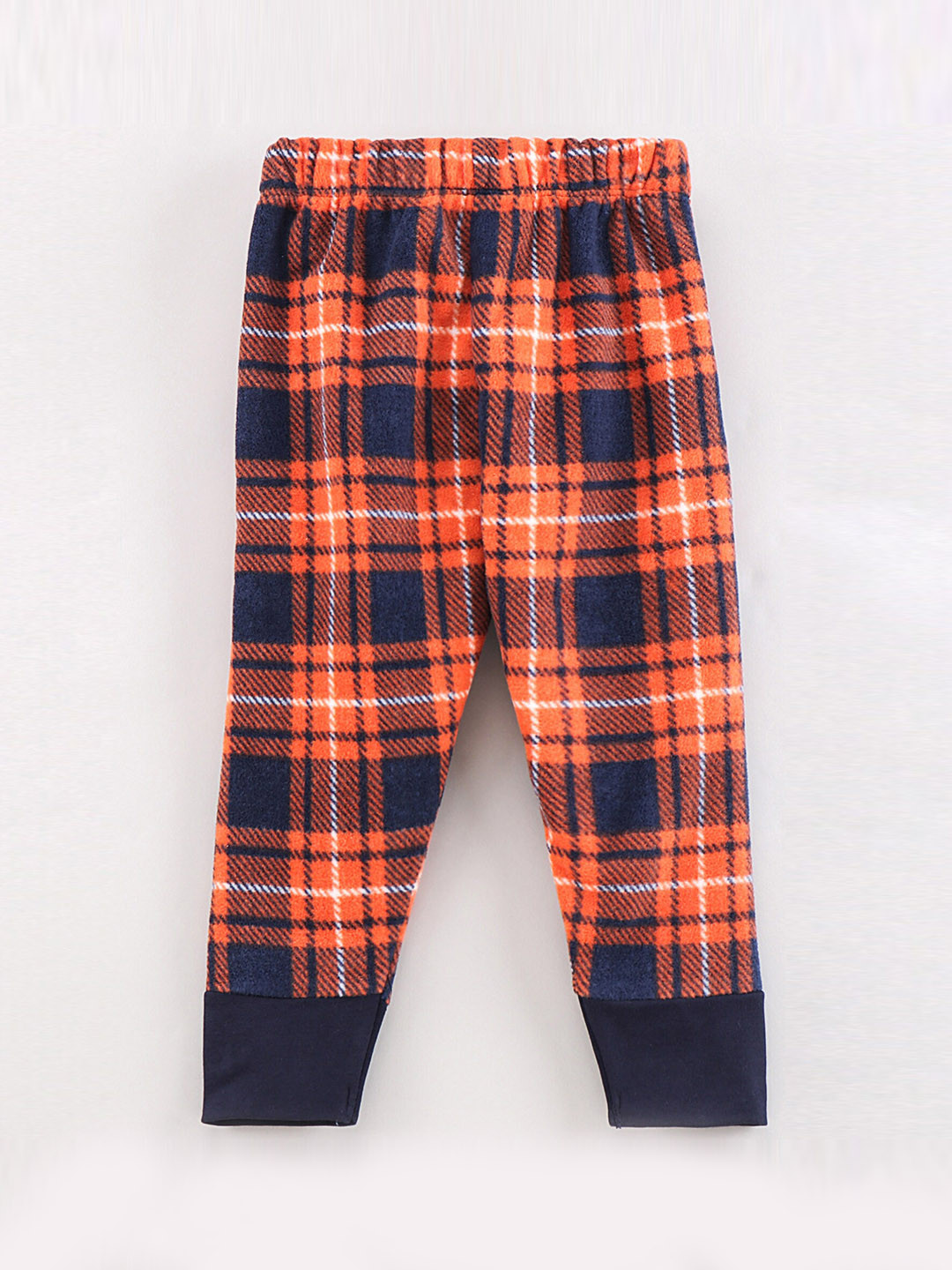 CrayonFlakes Kids-Girls Orange Checked Track Pants