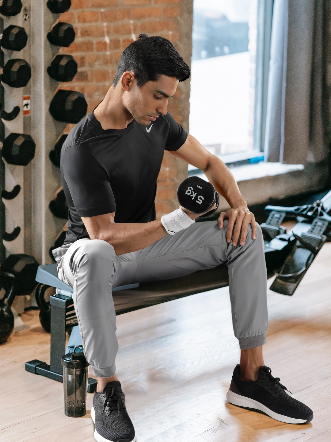 Nike Men Black Brand Logo Detail Dri-FIT Solid T-shirt