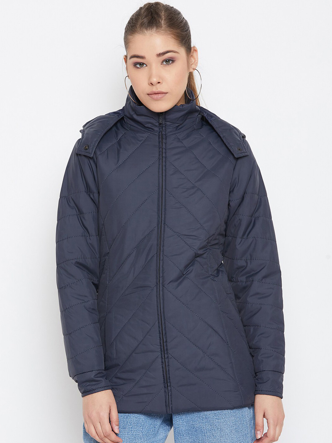 Spirit Women Navy Blue Quilted Jacket