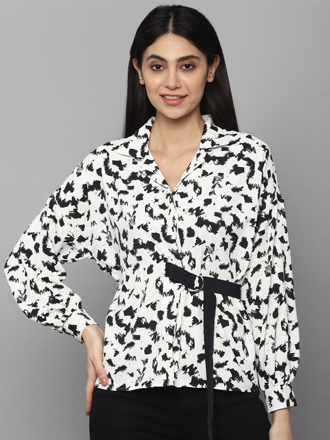 Allen Solly Woman Women White Animal Printed Casual Shirt