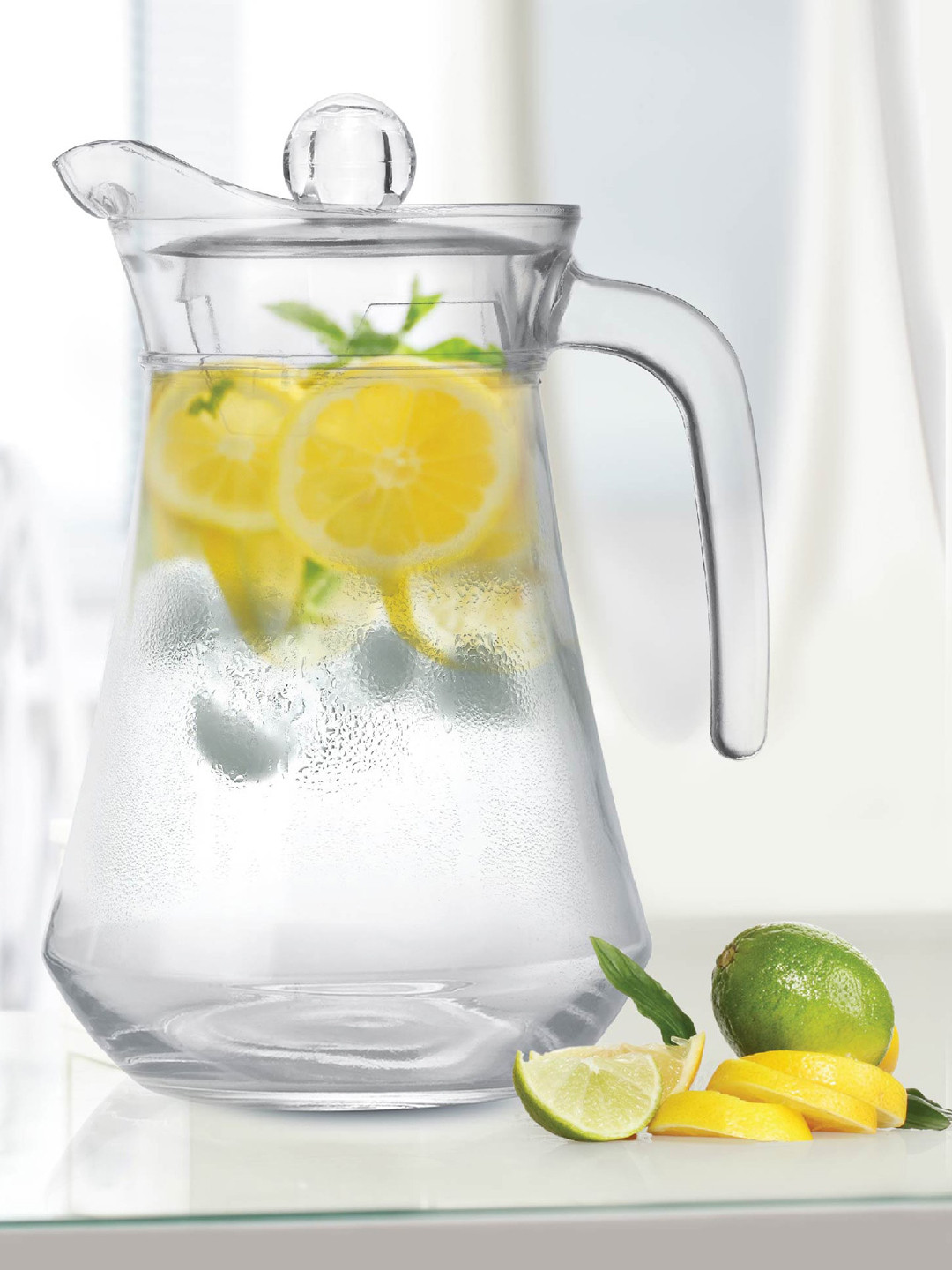 Treo Transparent Conical Fresh Glass Jug with Lid & Handle 1.3 L