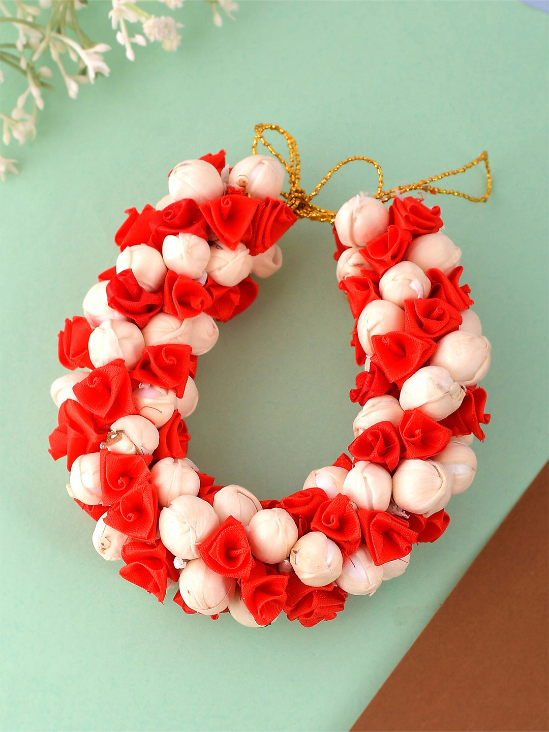 Silvermerc Designs Women Red & White Embellished Hair Accessory For Bun