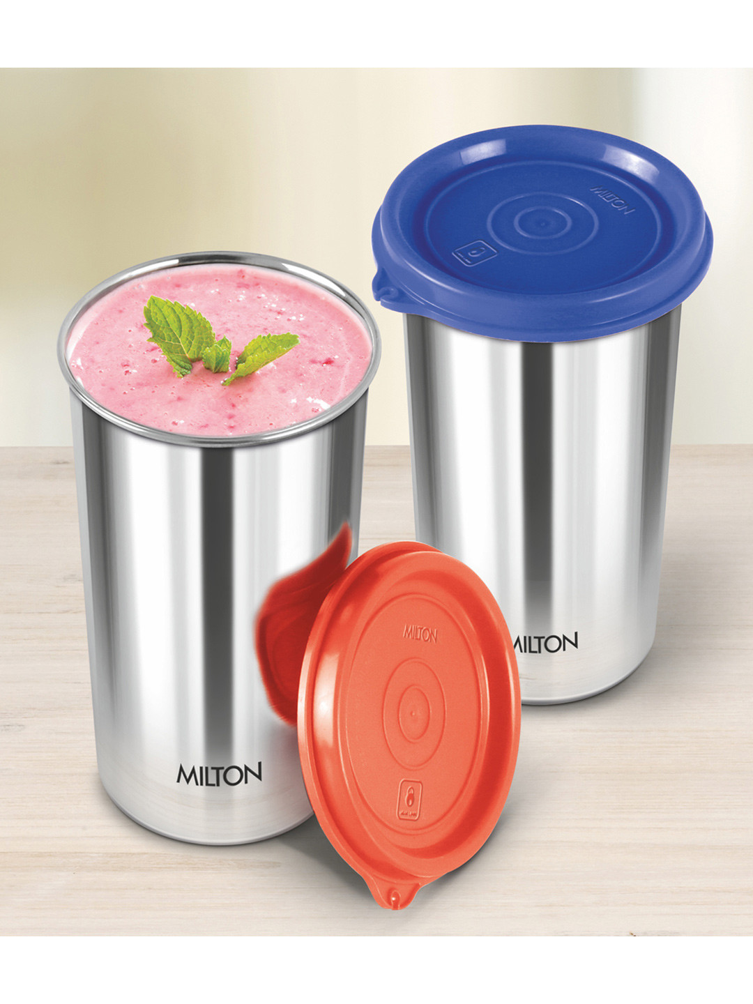 Milton Set of 6 Assorted Office Gym Yoga Stainless Steel Tumbler With Lid 415 ml Each