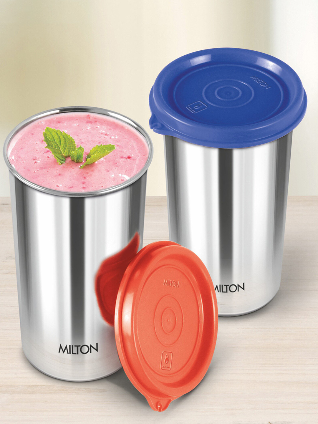 Milton Assorted Set Of 3 Stainless Steel Tumbler 400 with Lid 415 ml Each