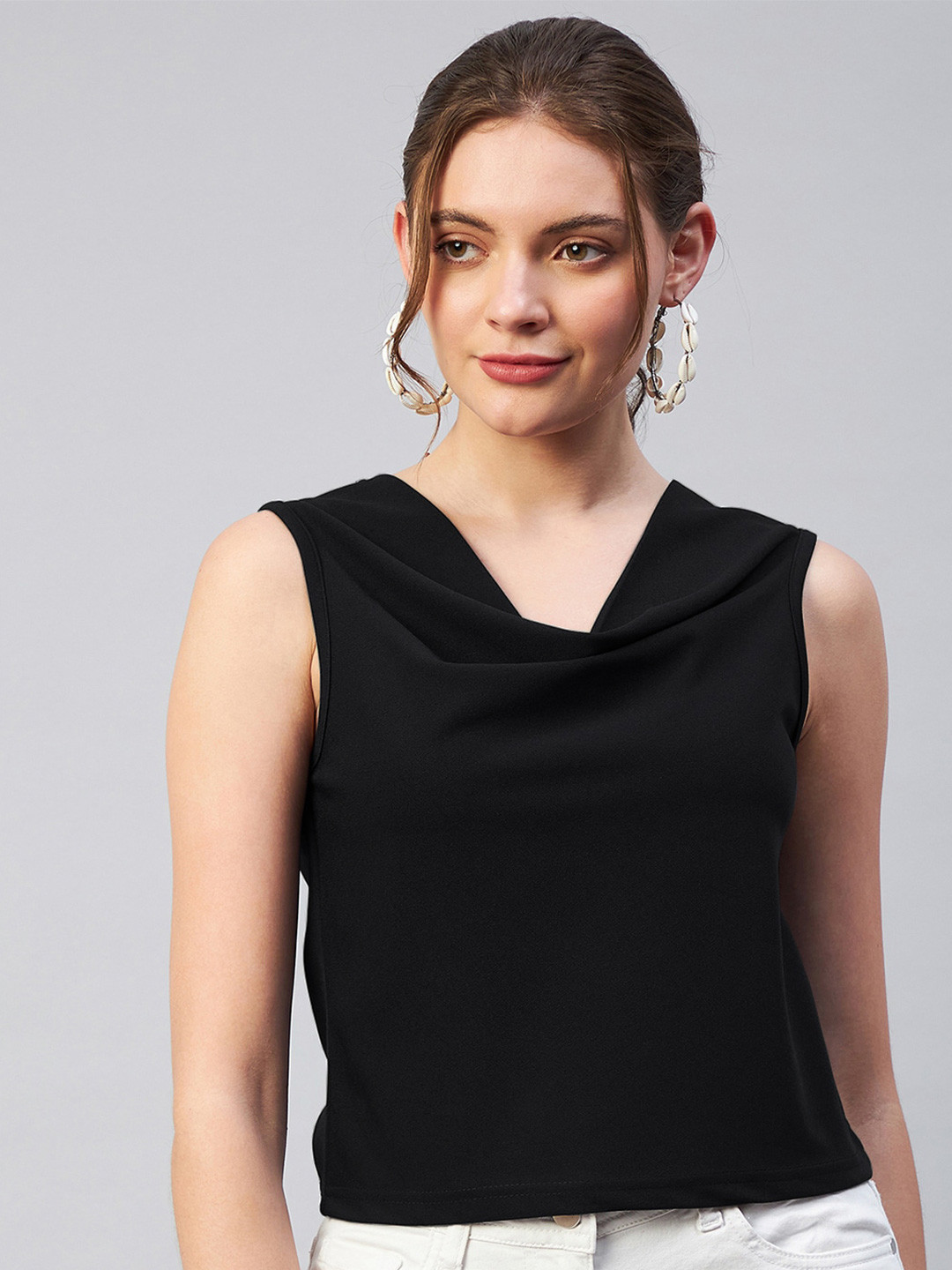 Marie Claire Women Black Cowl Neck Top