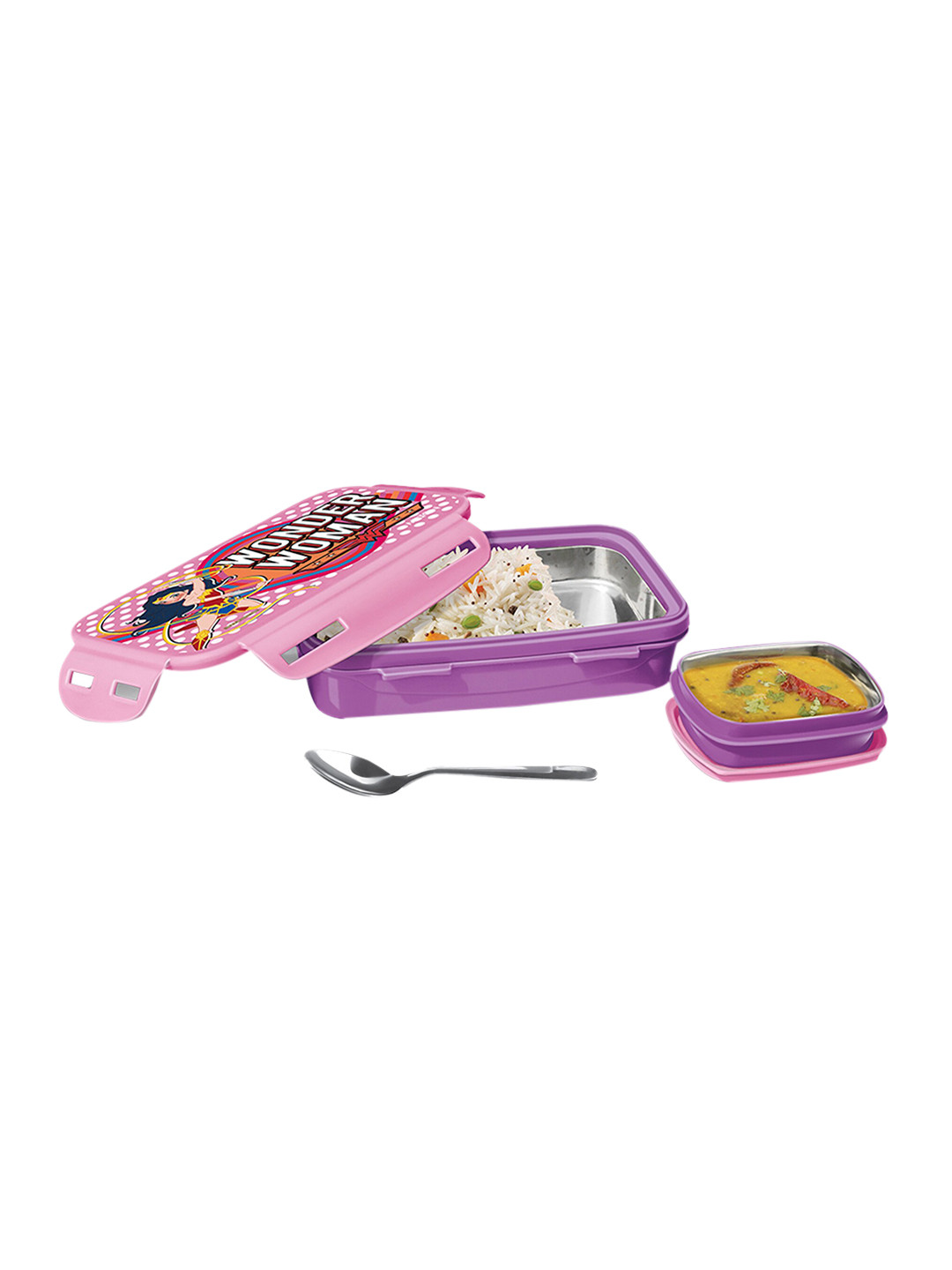Milton Steely Prime Insulated Plastic Airtight 3PCs Lunch Box With Spoon and Fork