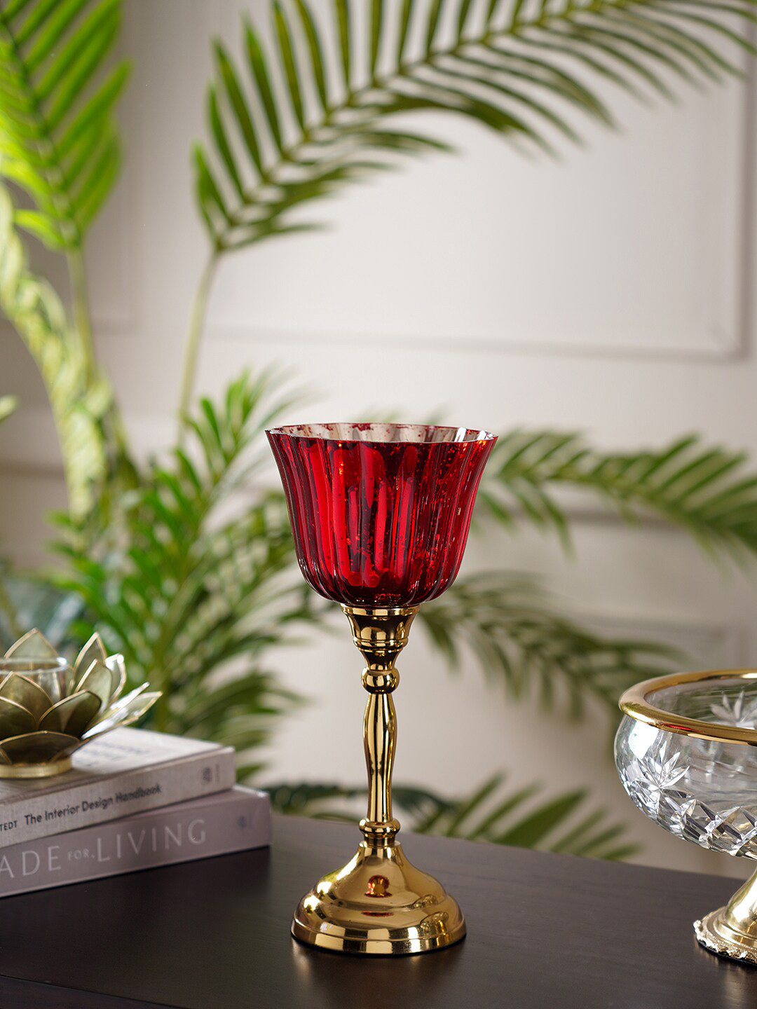 Pure Home and Living Red Textured Glass Votive Candle Holders