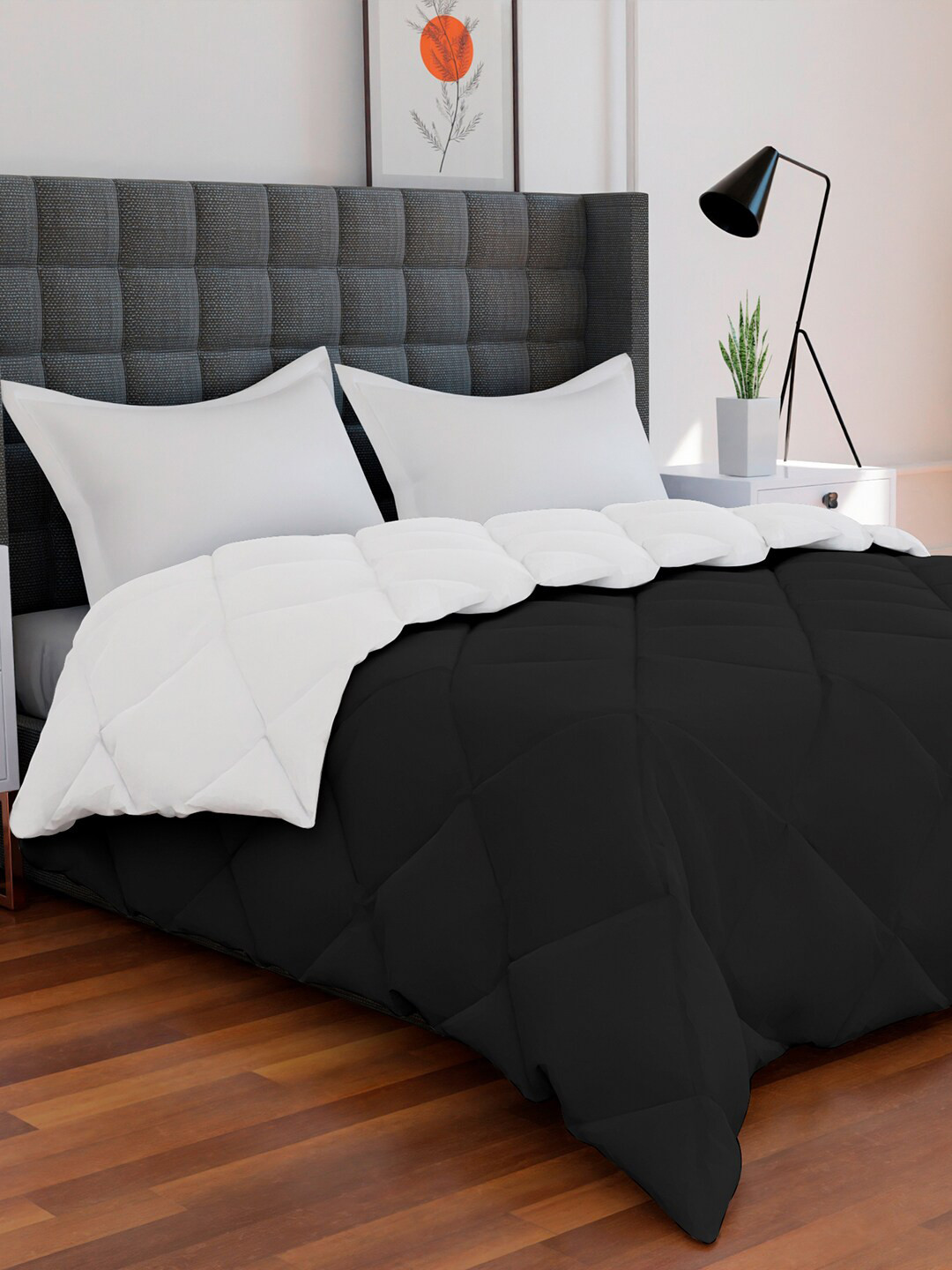 AVI Black & White Mild Winter 233 GSM Reversible Double Bed Comforter