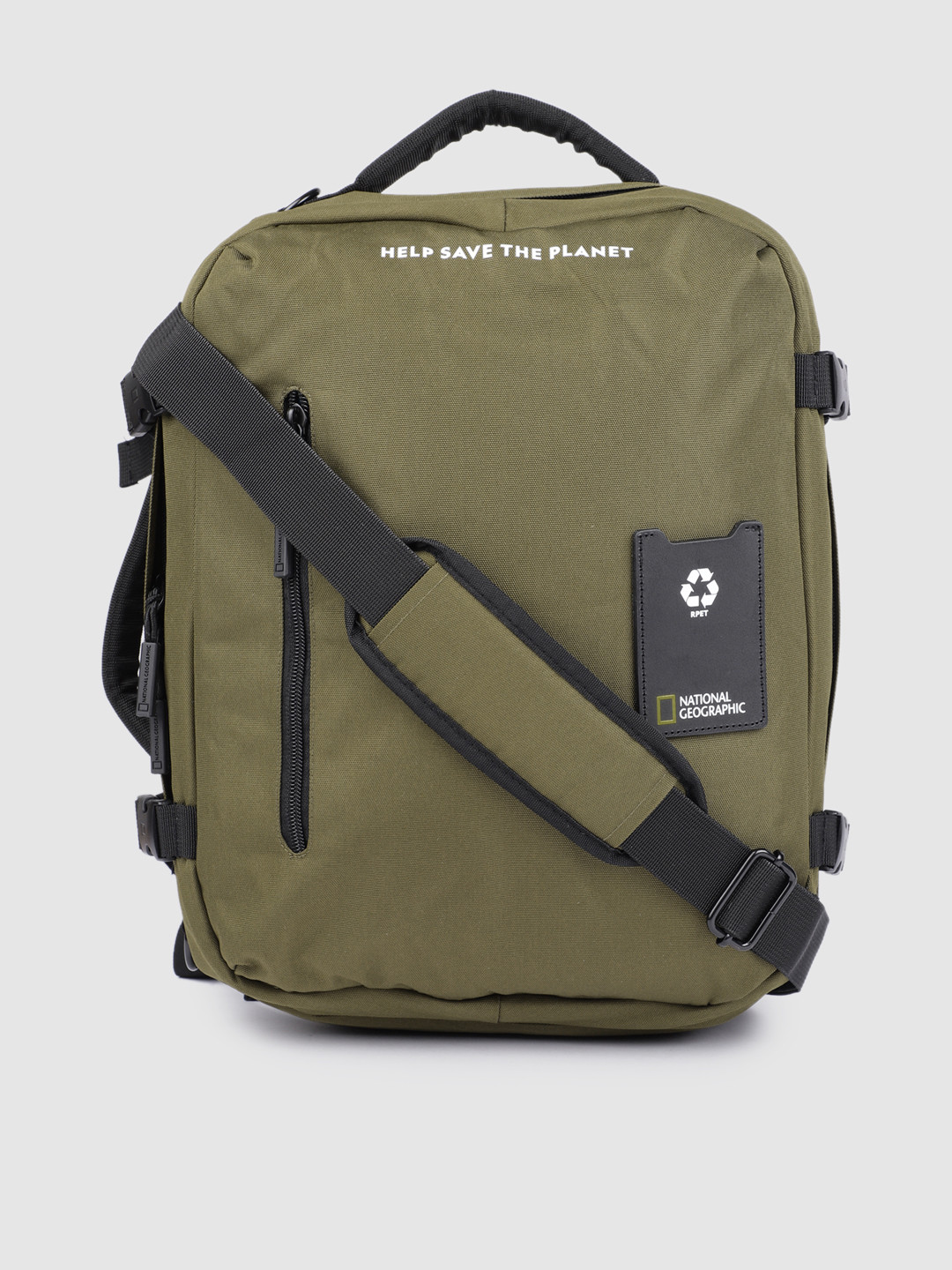 National Geographic Unisex Olive Green Brand Logo Contrast Detail Backpack