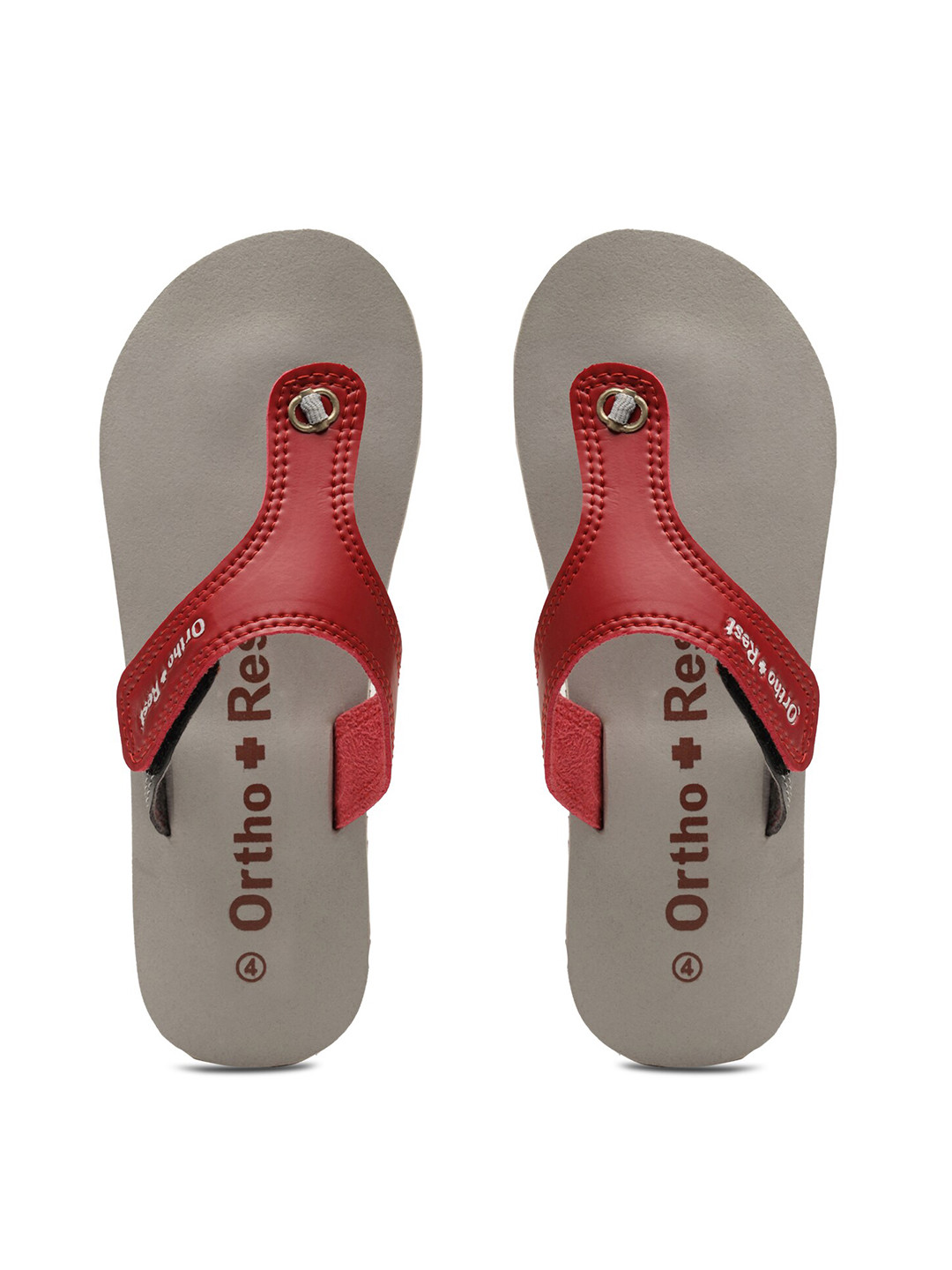 Ortho Rest Women Maroon & Grey Slip-On Flip Flops