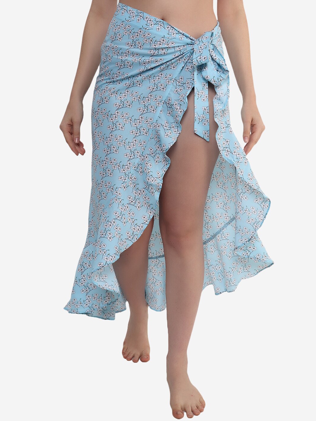 Blue Satin Wrap Around Skirt Sarong – Dupatta Bazaar