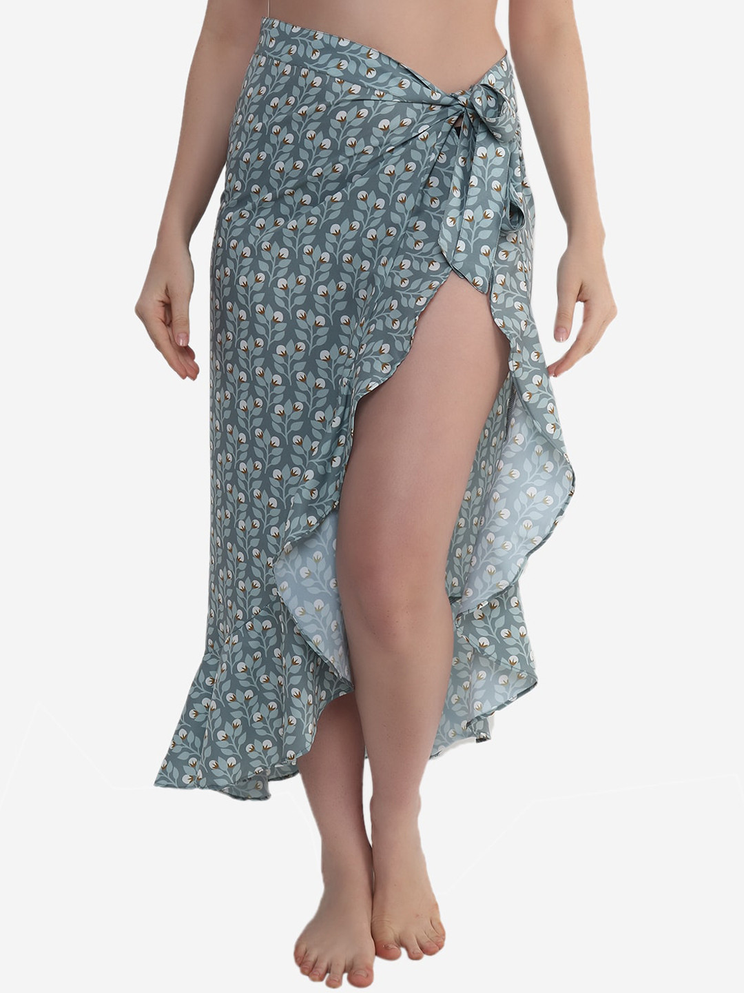 Beau Design Women Grey Printed Cover-Up Sarong