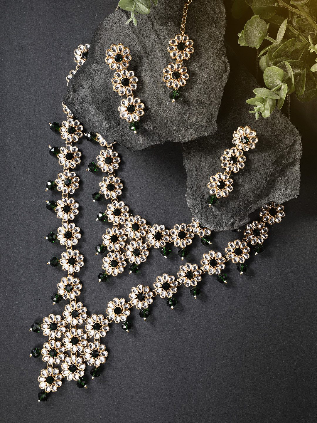 Peora Gold-Plated Bridal Choker & Long Necklace Set with Earrings & Maangtikka