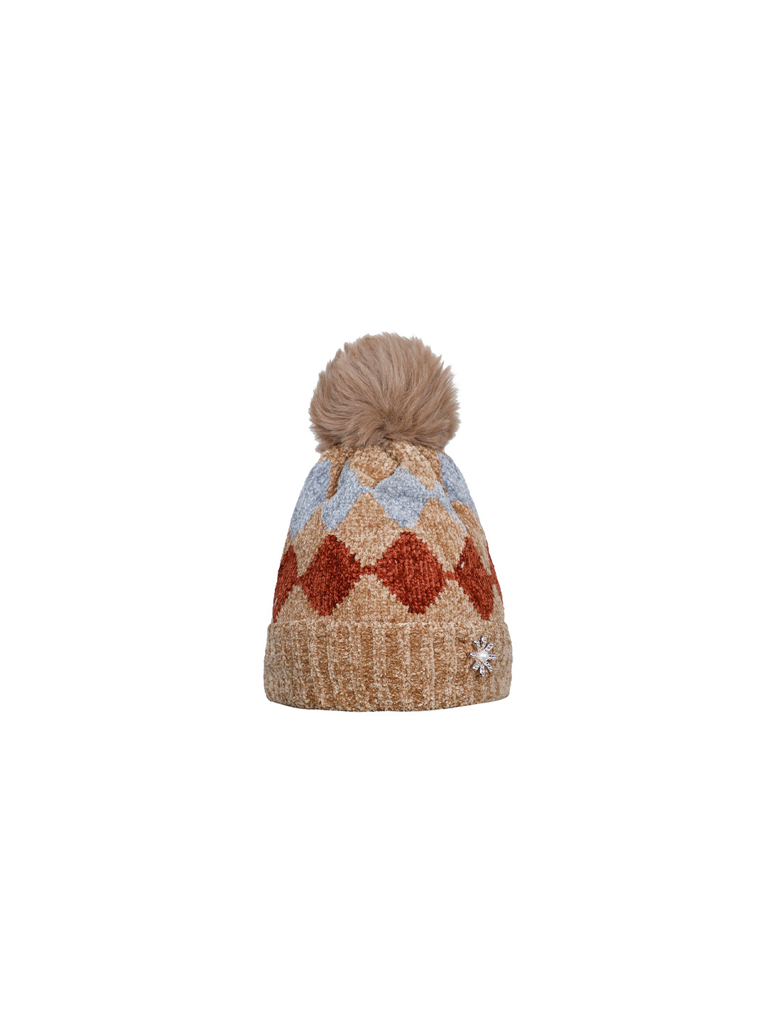 LOOM LEGACY Women Gold-Toned & Blue Acrylic Wool Beanie