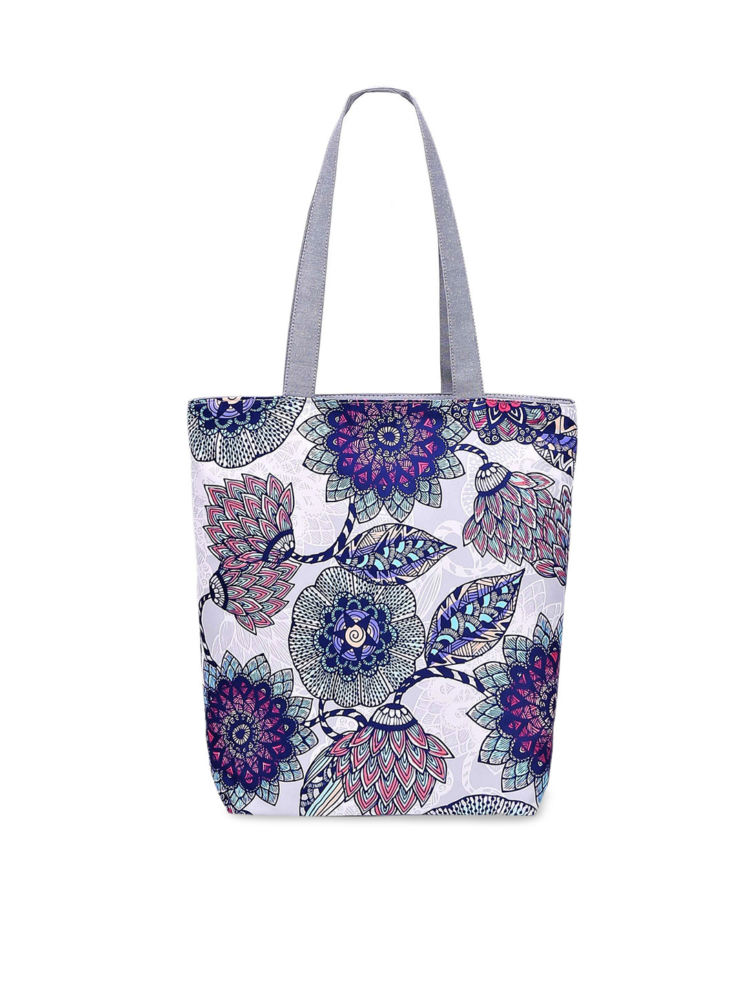 Diva Dale Women White Floral Printed Oversized Shopper Tote Bag