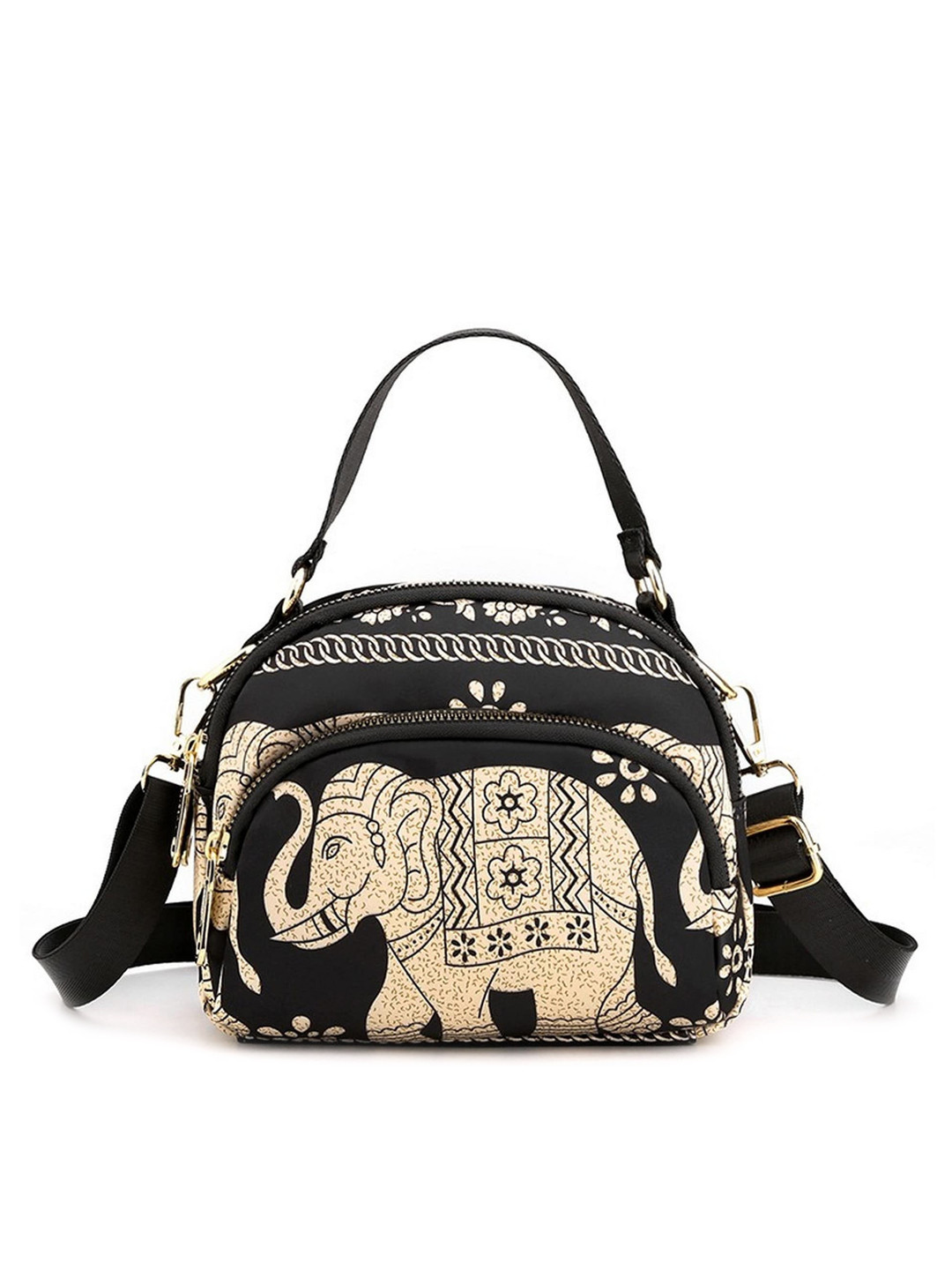 Diva Dale Women Black Ethnic Motifs Printed Structured Sling Bag