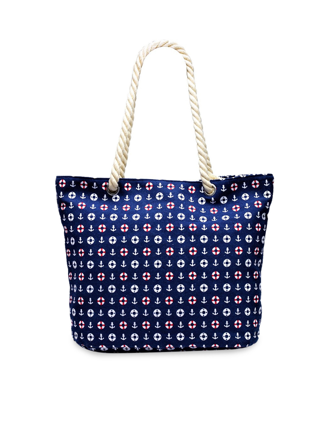 Diva Dale Women Blue Geometric Printed Structured Tote Bag with Quilted