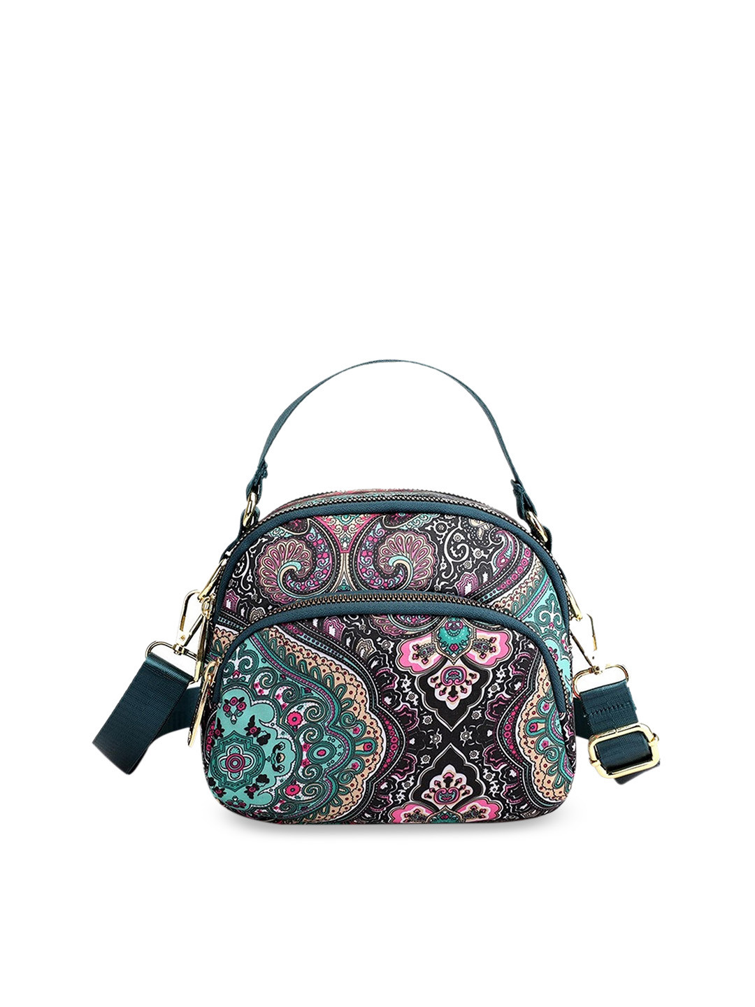 Diva Dale Women Burgundy Ethnic Motifs Printed Water Resistant Structured Sling Bag