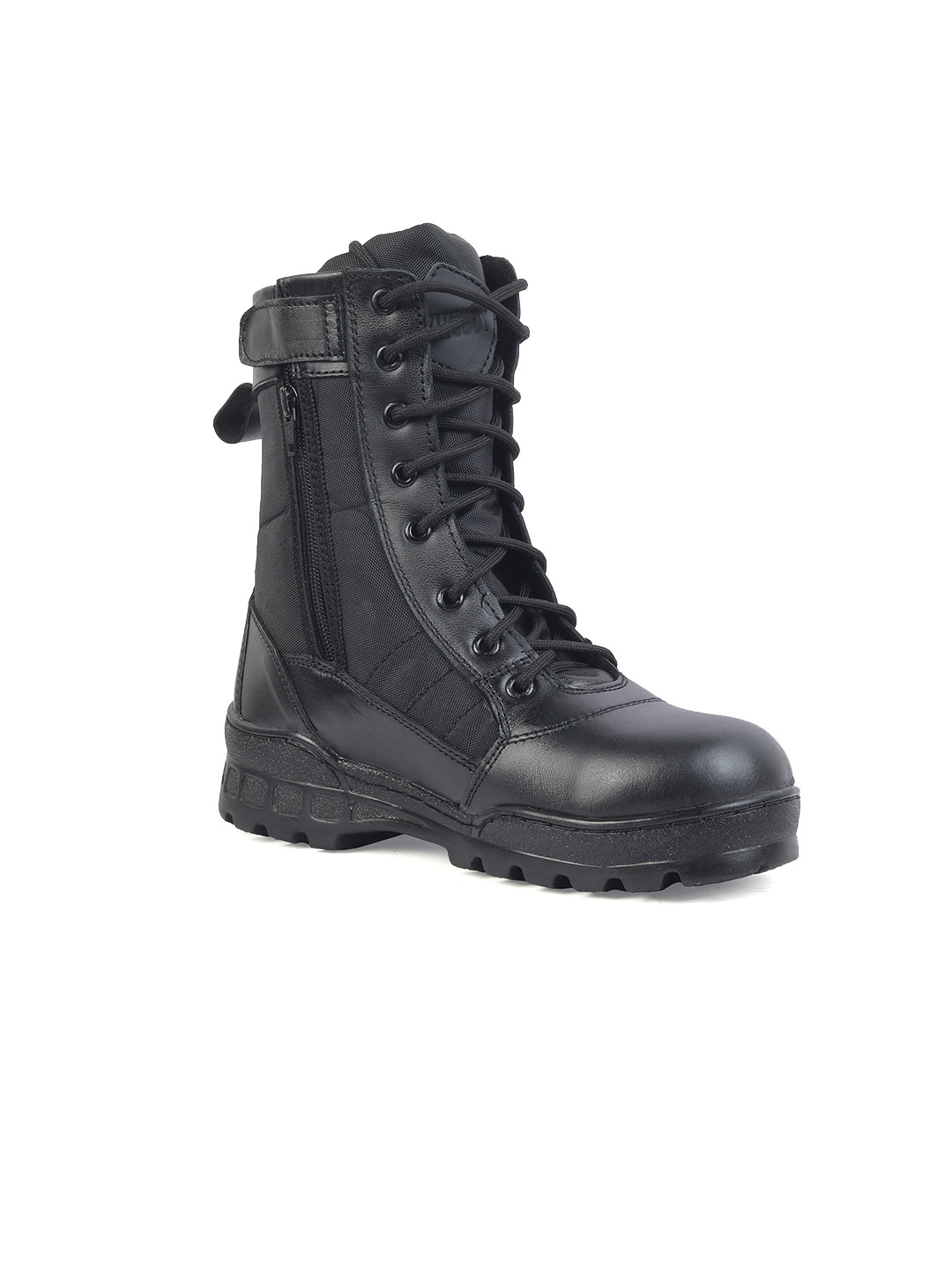 XHUGOY Men Leather Zip Detail Boots