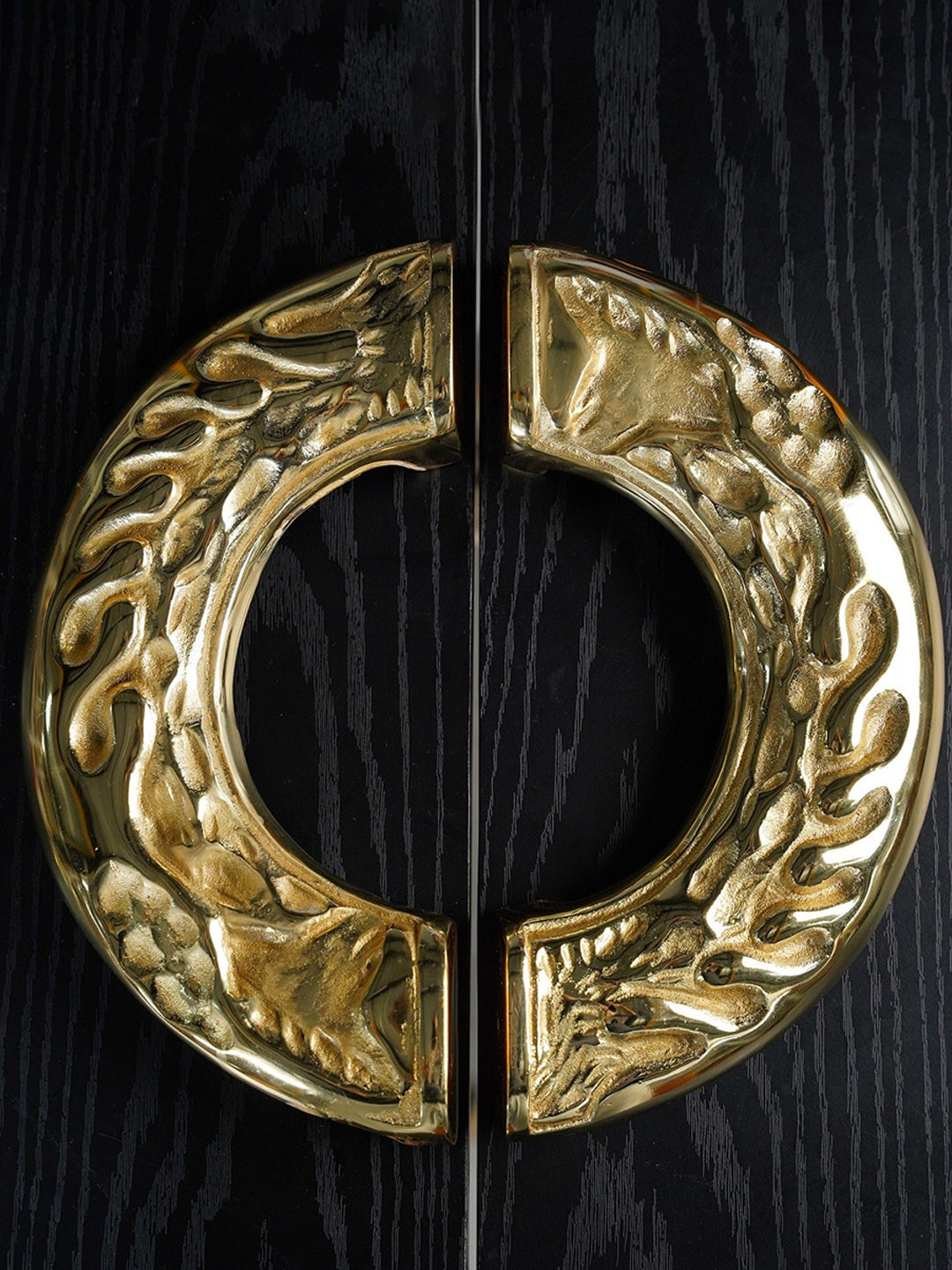 Folkstorys Set Of 2 Gold-Colored Designed Wardrobe Door Handle