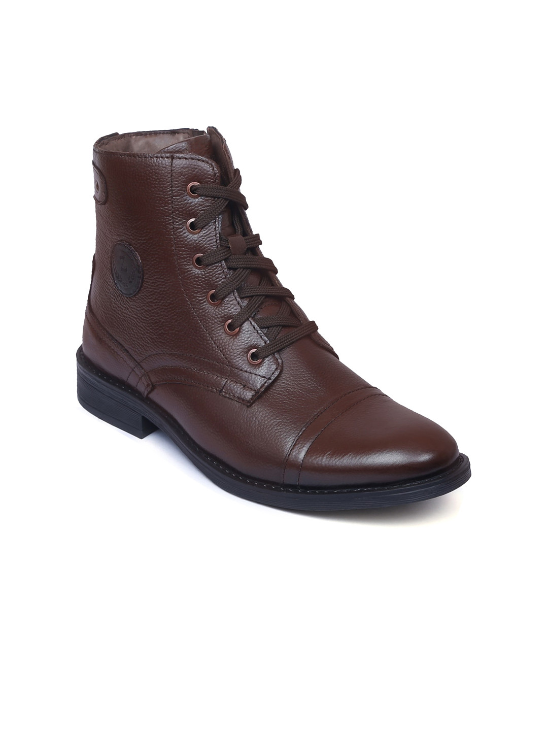 Zoom Shoes Men Brown  Solid Leather Regular Boots