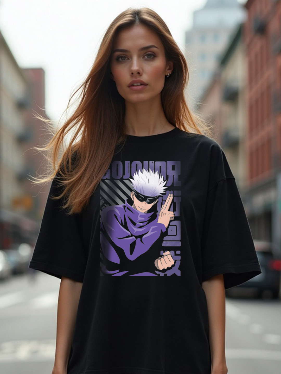 Mad Over Print Anime Cotton Printed Oversized T-shirt