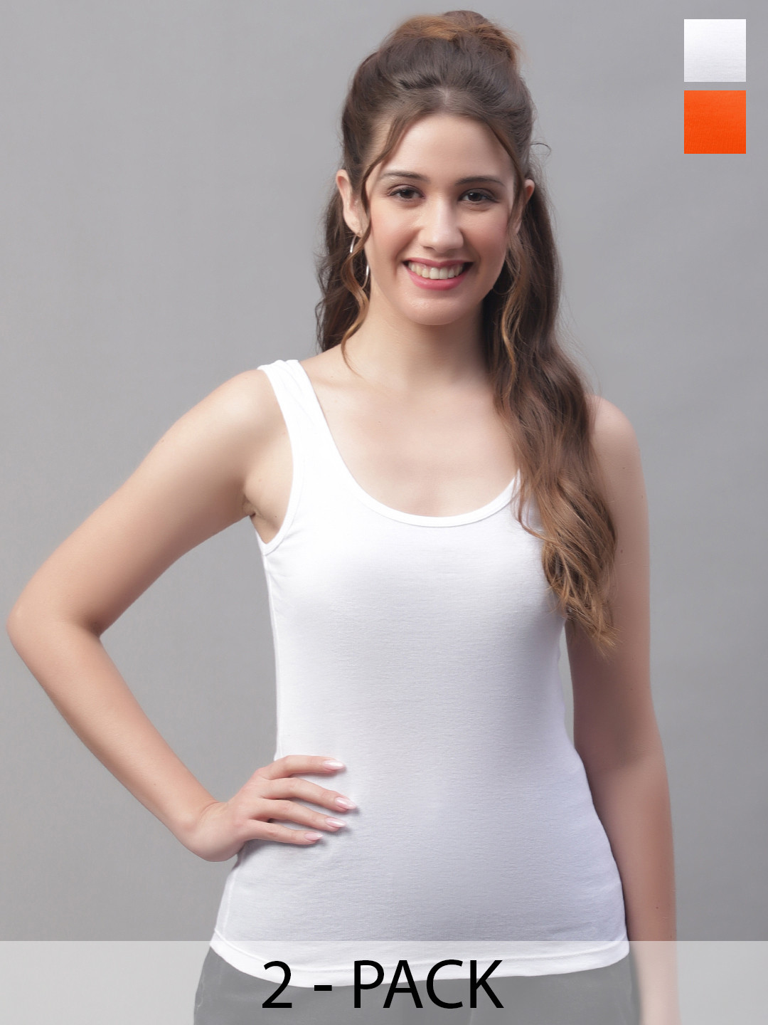 Friskers Pack of 2 White & Orange Tank Top