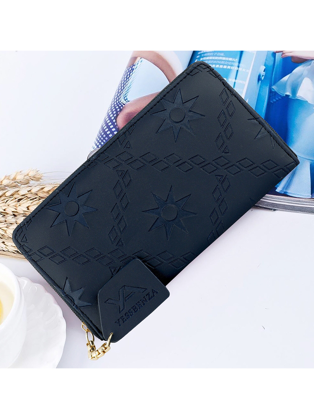 YESSBENZA Women Structured Zip Around Synthetic Leather Wallet