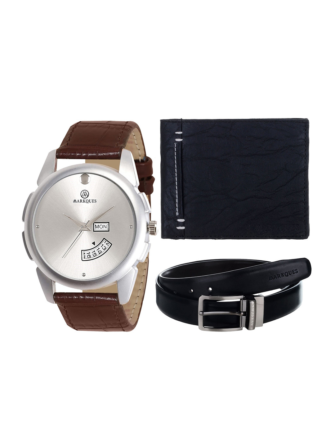 MARKQUES Men Black & Brown Solid Leather Accessory Gift Set