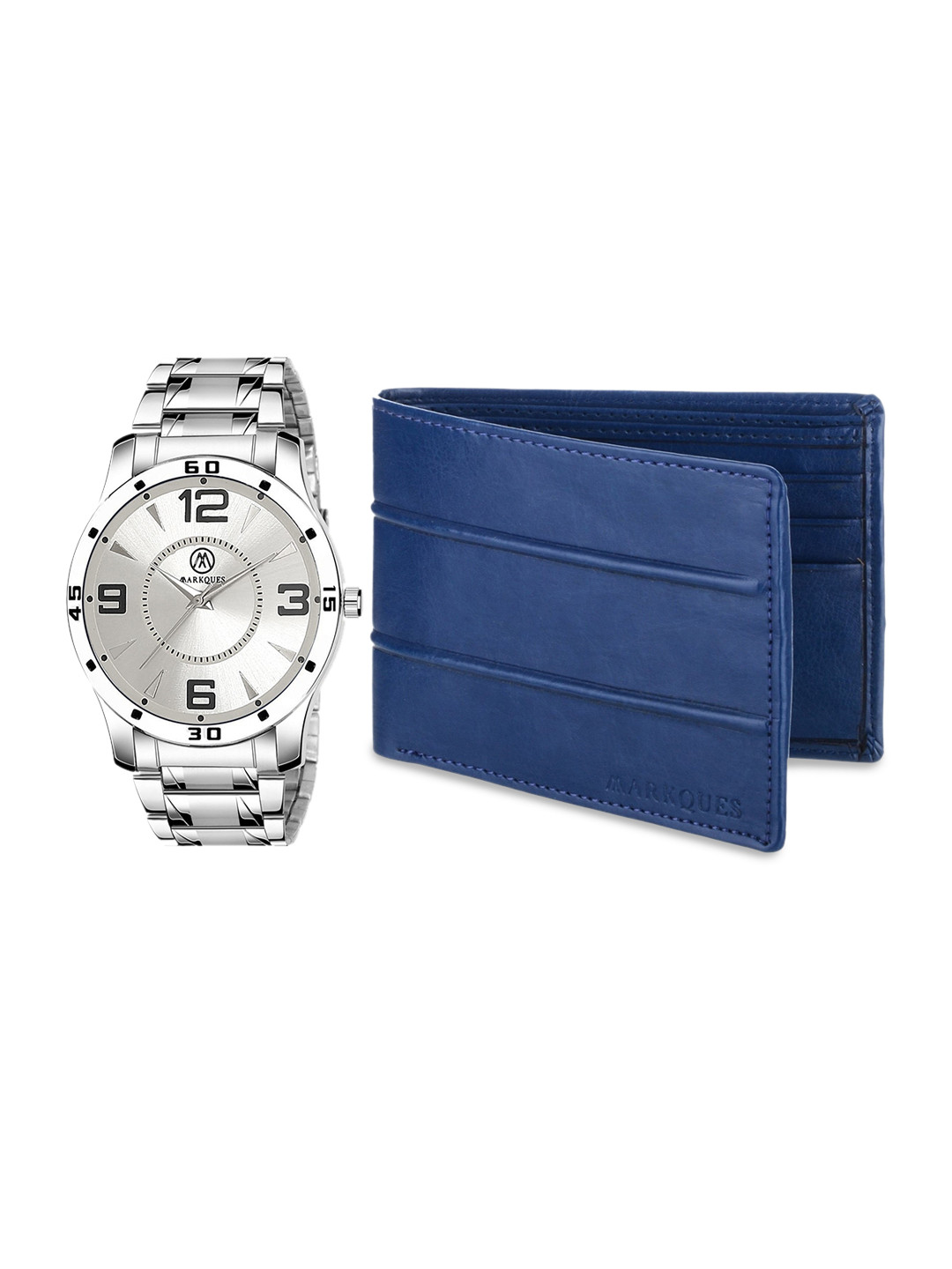 MARKQUES Men Blue Leather Accessory Gift Set BON-770909-BER-4405