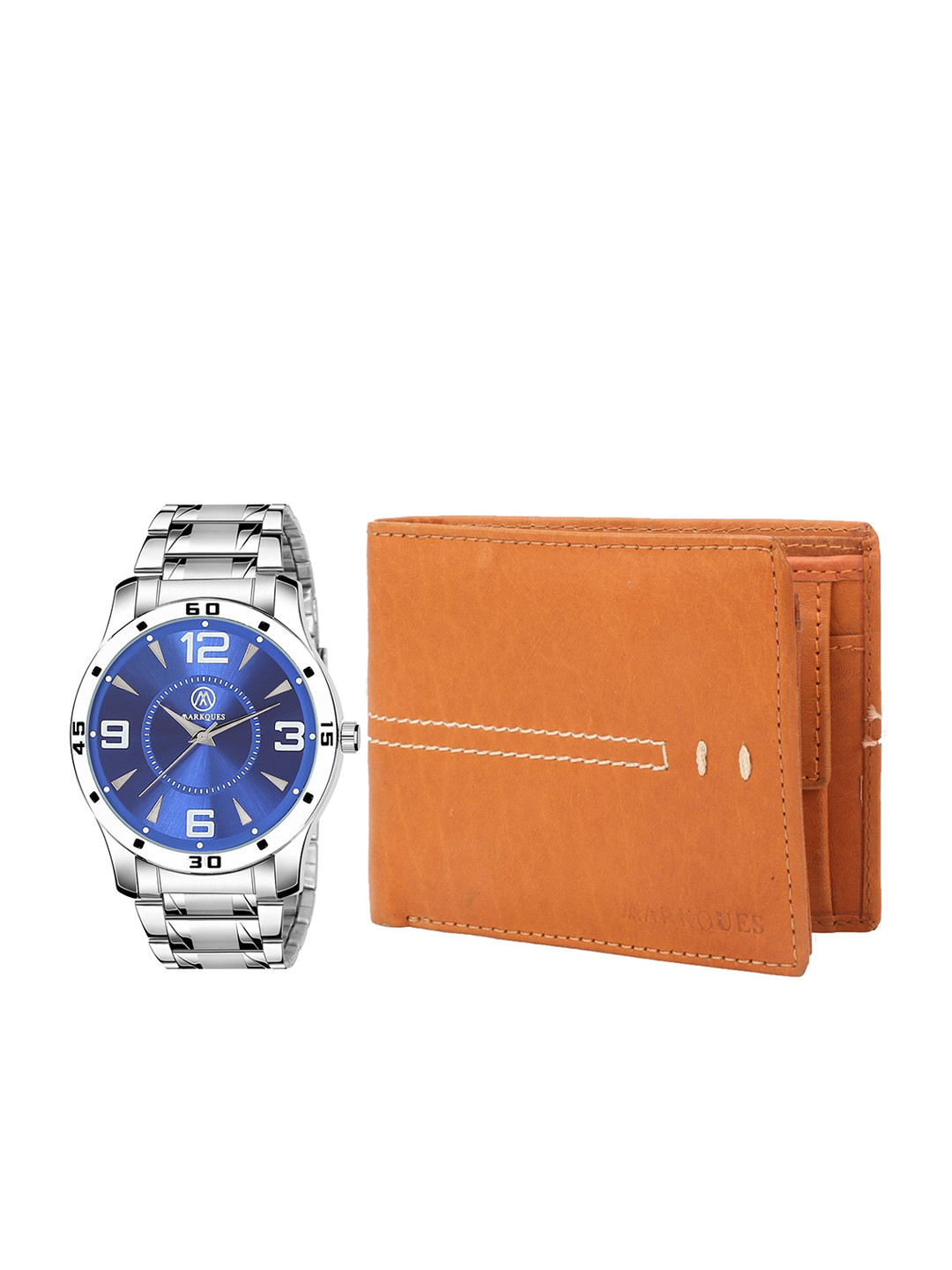 MARKQUES Men Analogue Bracelet Watch & Leather Wallet