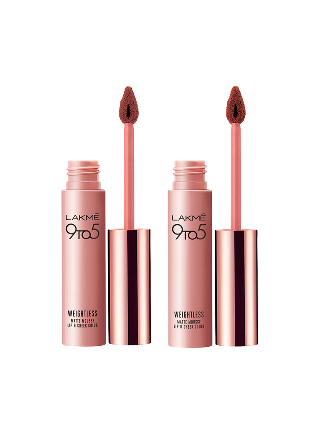 Lakme Set of 2 9 to 5 Weightless Matte Mousse Lipstick - Cocoa Soft & Burgundy Lush