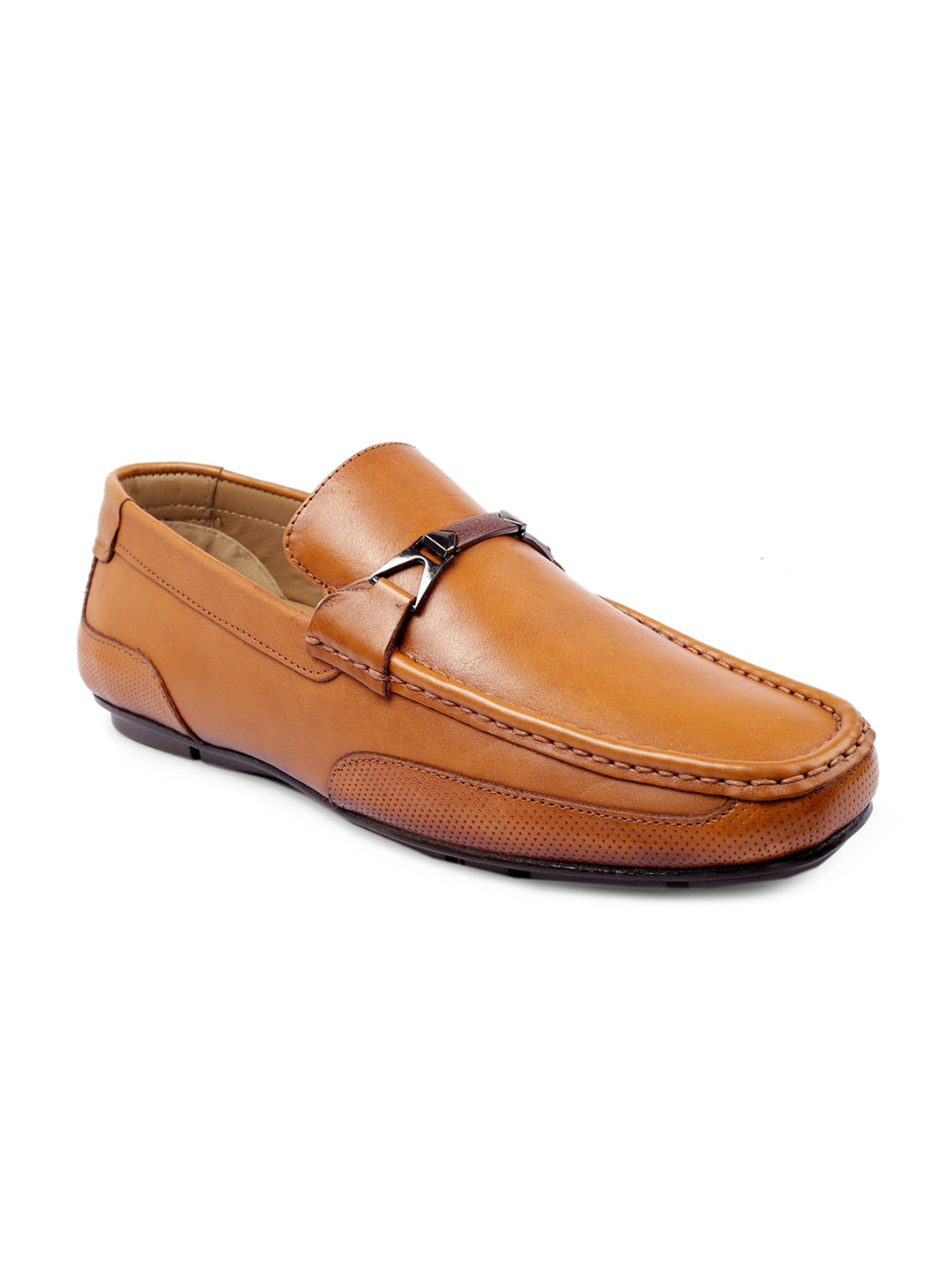 One8 Select By Virat Kohli Men Tan Brown Leather Horsebit Loafers