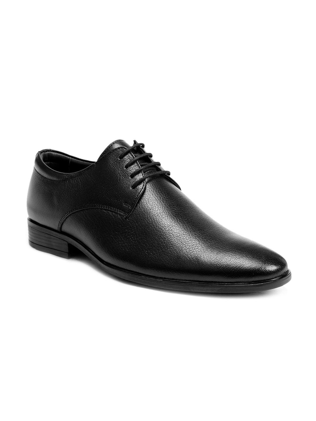 One8 Men Black Premium Leather Formal Lace-Up Shoes