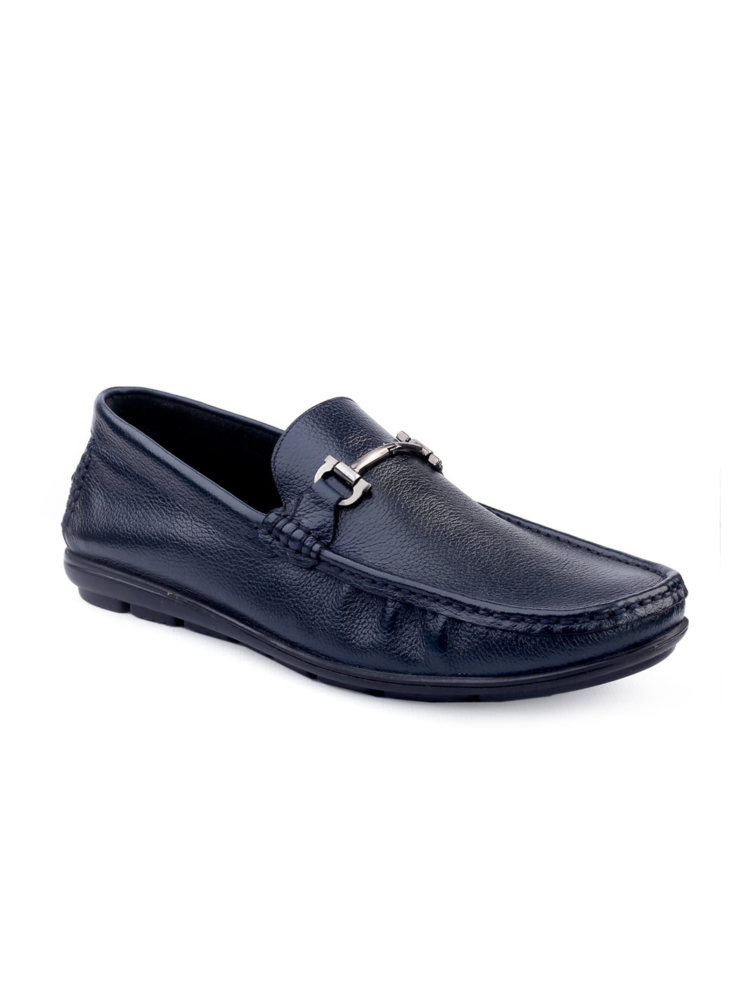 One8 Men Navy Blue Leather Loafer