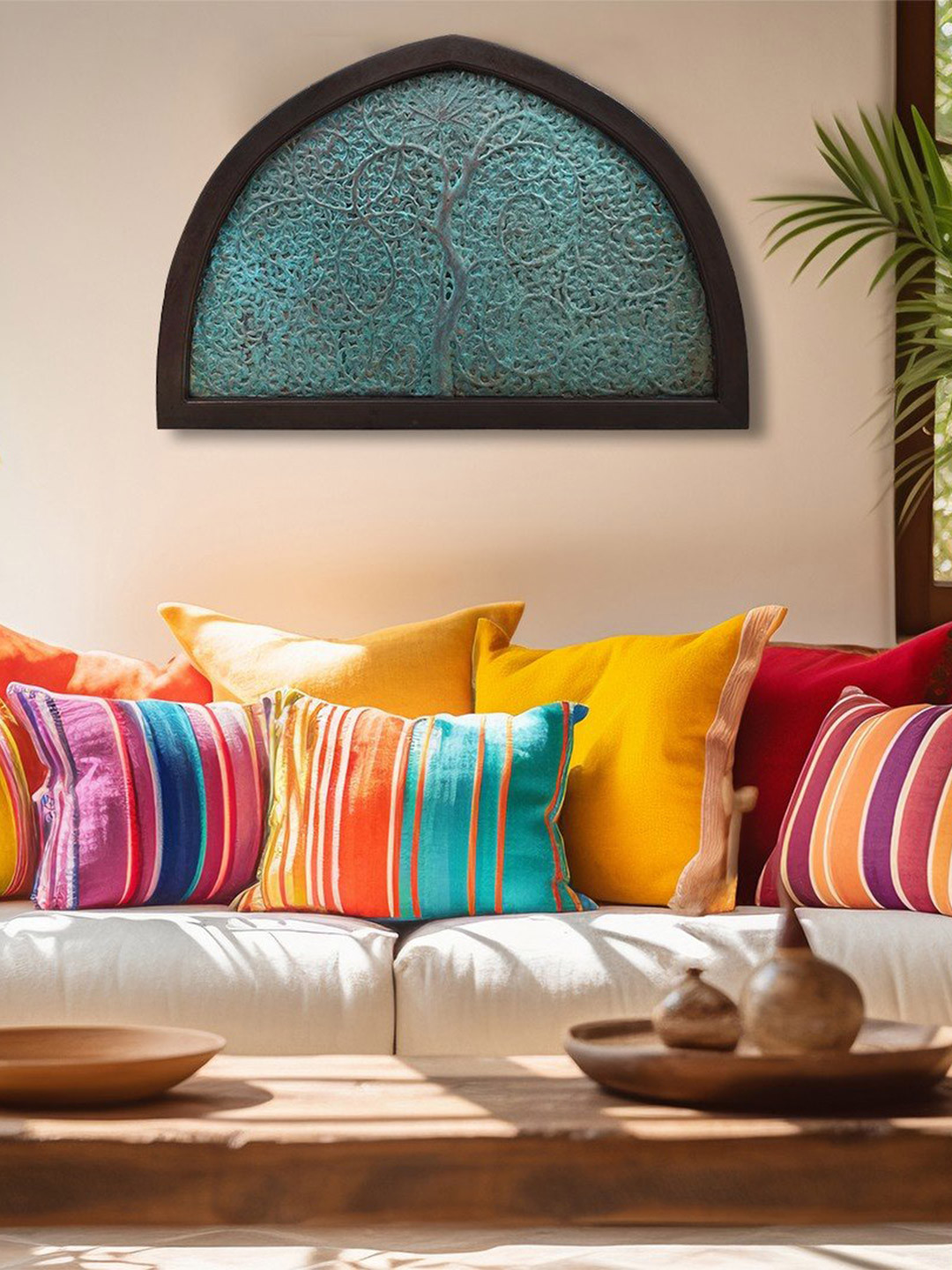 Exotic India Wood Matte Hanging Hall Wall Hangings-32.8In