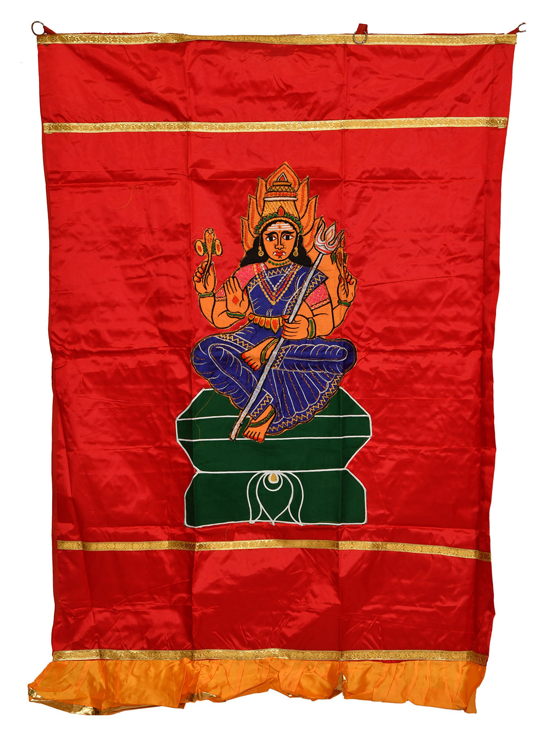 Exotic India Satin Goddess Angalamman Auspicious Temple Curtain