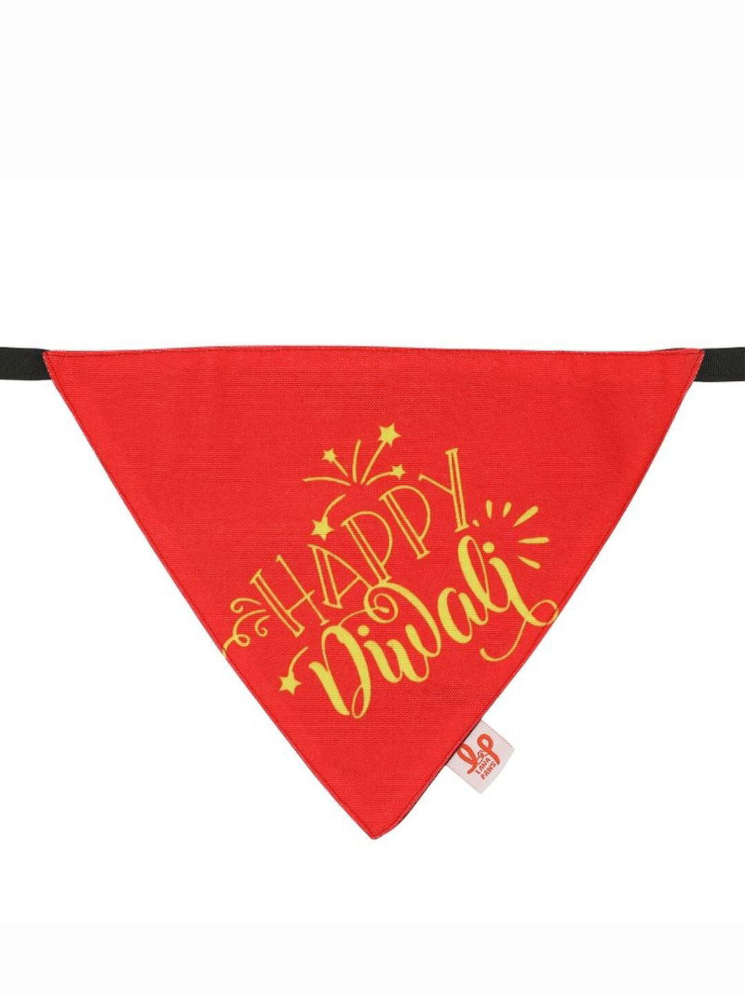 LANA PAWS Red Happy Diwali Dog Bandana Scarf